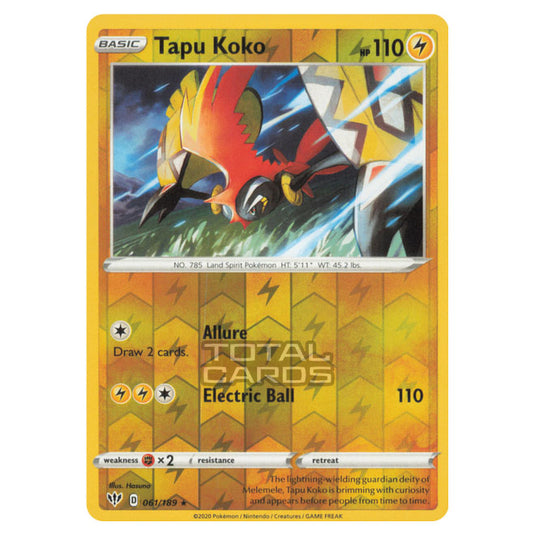 Pokemon - Sword & Shield - Darkness Ablaze - Tapu Koko - 061/189 - (Reverse Holo)