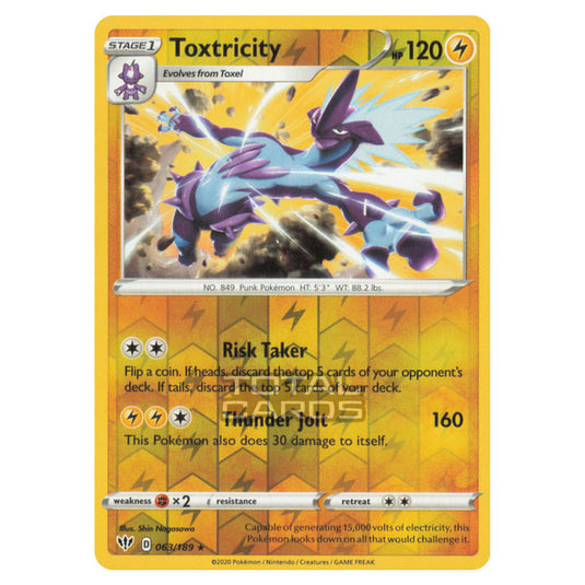 Pokemon - Sword & Shield - Darkness Ablaze - Toxtricity - 063/189 - (Reverse Holo)