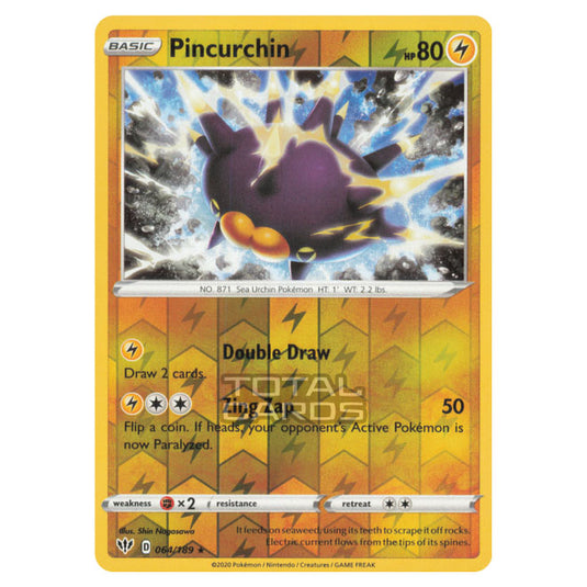 Pokemon - Sword & Shield - Darkness Ablaze - Pincurchin - 064/189 - (Reverse Holo)