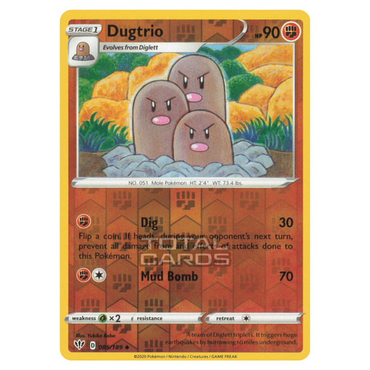 Pokemon - Sword & Shield - Darkness Ablaze - Dugtrio - 085/189 - (Reverse Holo)