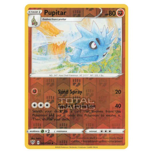 Pokemon - Sword & Shield - Darkness Ablaze - Pupitar - 087/189 - (Reverse Holo)