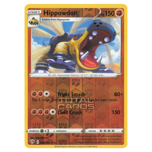 Pokemon - Sword & Shield - Darkness Ablaze - Hippowdon - 094/189 - (Reverse Holo)