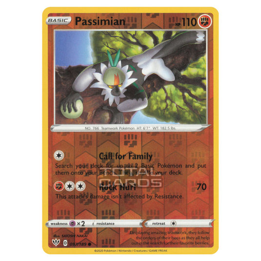 Pokemon - Sword & Shield - Darkness Ablaze - Passimian - 097/189 - (Reverse Holo)