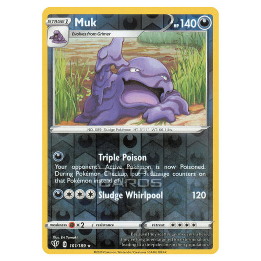 Pokemon - Sword & Shield - Darkness Ablaze - Muk - 101/189 - (Reverse Holo)