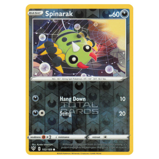 Pokemon - Sword & Shield - Darkness Ablaze - Spinarak - 102/189 - (Reverse Holo)