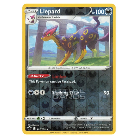 Pokemon - Sword & Shield - Darkness Ablaze - Liepard - 107/189 - (Reverse Holo)