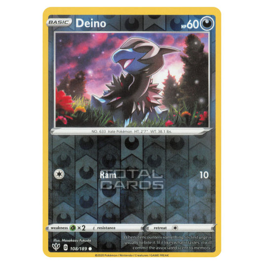 Pokemon - Sword & Shield - Darkness Ablaze - Deino - 108/189 - (Reverse Holo)