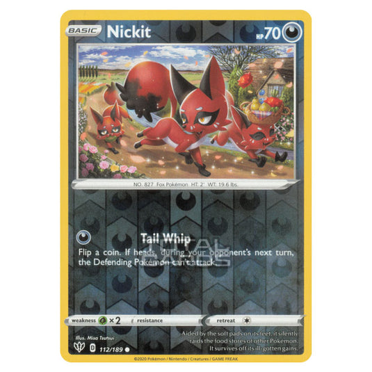 Pokemon - Sword & Shield - Darkness Ablaze - Nickit - 112/189 - (Reverse Holo)