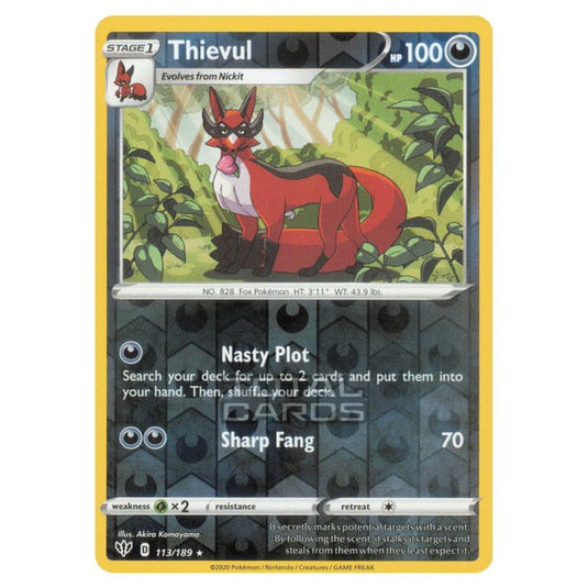 Pokemon - Sword & Shield - Darkness Ablaze - Thievul - 113/189 - (Reverse Holo)