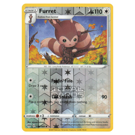 Pokemon - Sword & Shield - Darkness Ablaze - Furret - 136/189 - (Reverse Holo)