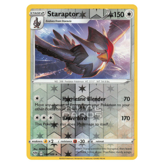 Pokemon - Sword & Shield - Darkness Ablaze - Staraptor - 147/189 - (Reverse Holo)