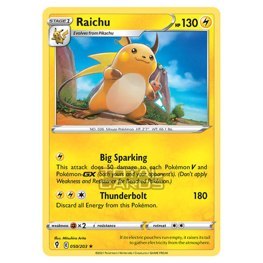 Pokemon - Sword & Shield - Evolving Skies - Raichu - 050/203