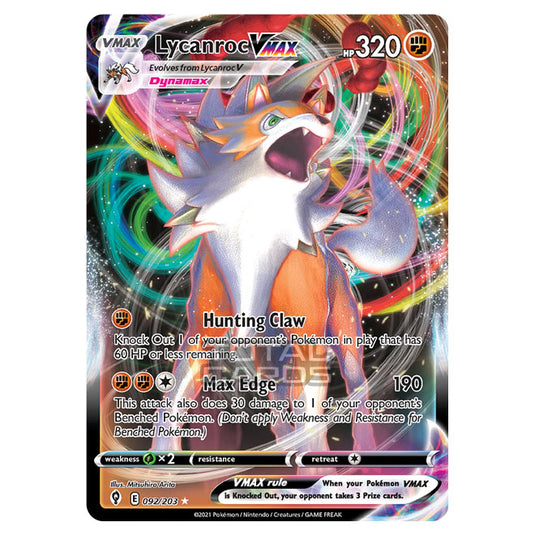 Pokemon - Sword & Shield - Evolving Skies - Lycanroc VMAX - 092/203