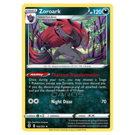 Pokemon - Sword & Shield - Evolving Skies - Zoroark - 103/203 Pokemon - Sword & Shield - Evolving Skies - Zoroark - 103/203