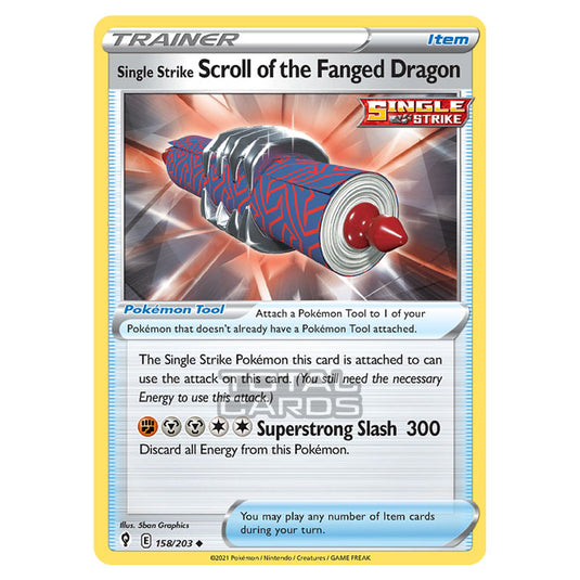 Pokemon - Sword & Shield - Evolving Skies - Single Strike Scroll of the Fanged Dragon - 158/203