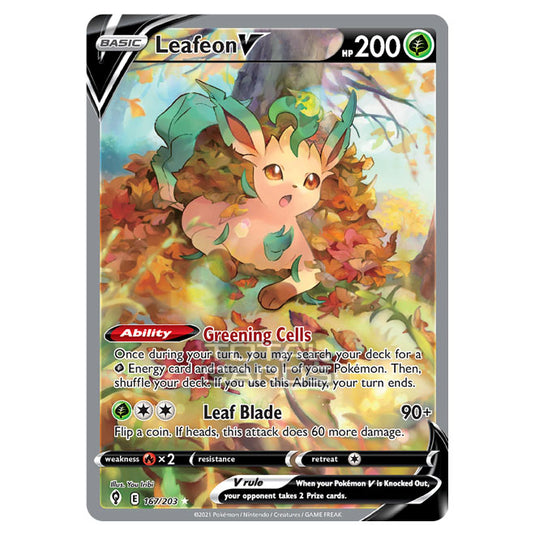Pokemon - Sword & Shield - Evolving Skies - Leafeon V - 167/203 Pokemon - Sword & Shield - Evolving Skies - Leafeon V - 167/203