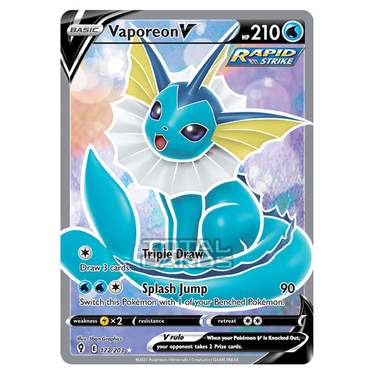 Pokemon - Sword & Shield - Evolving Skies - Vaporeon V - 172/203