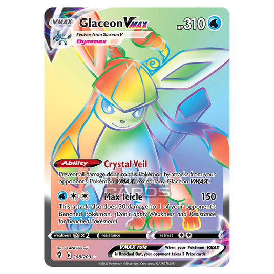 Pokemon - Sword & Shield - Evolving Skies - Glaceon VMAX - 208/203