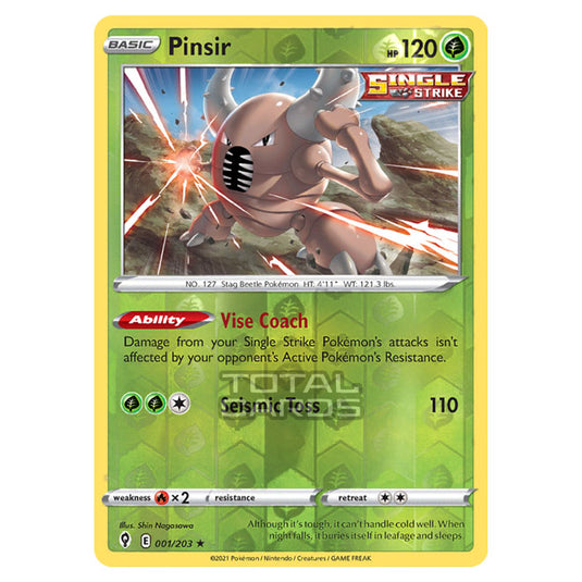 Pokemon - Sword & Shield - Evolving Skies - Pinsir - 001/203 - (Reverse Holo)