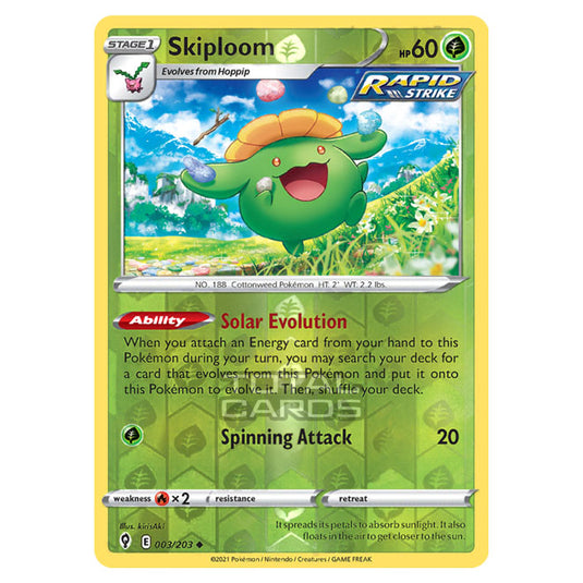 Pokemon - Sword & Shield - Evolving Skies - Skiploom - 003/203 - (Reverse Holo)