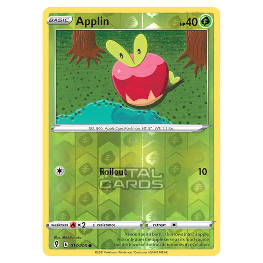 Pokemon - Sword & Shield - Evolving Skies - Applin - 017/203 - (Reverse Holo)