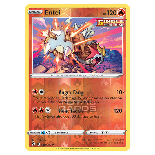 Pokemon - Sword & Shield - Evolving Skies - Entei - 019/203 - (Reverse Holo)