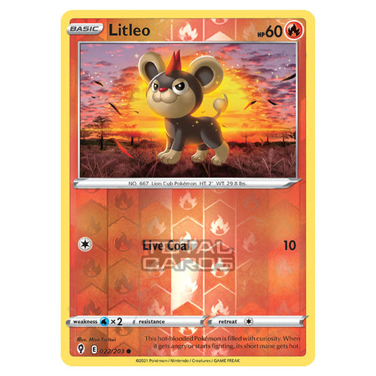 Pokemon - Sword & Shield - Evolving Skies - Litleo - 022/203 - (Reverse Holo)