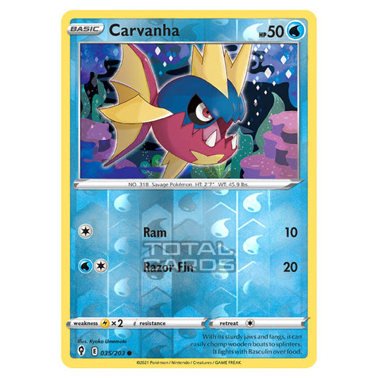 Pokemon - Sword & Shield - Evolving Skies - Carvanha - 035/203 - (Reverse Holo)