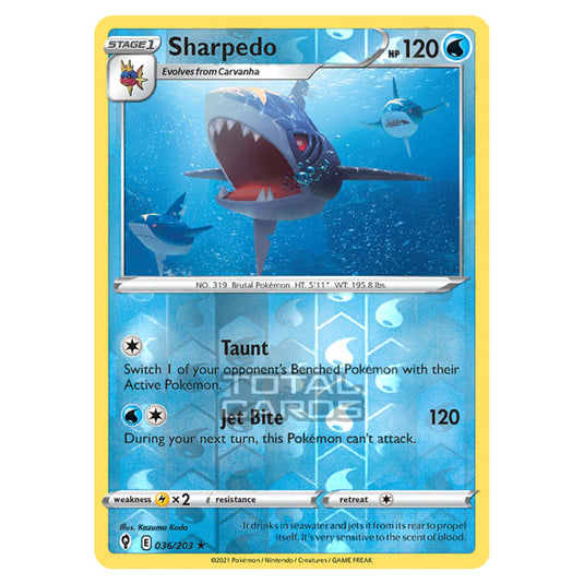 Pokemon - Sword & Shield - Evolving Skies - Sharpedo - 036/203 - (Reverse Holo)