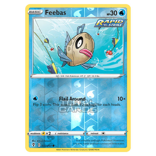 Pokemon - Sword & Shield - Evolving Skies - Feebas - 037/203 - (Reverse Holo)