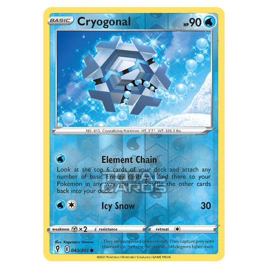 Pokemon - Sword & Shield - Evolving Skies - Cryogonal - 043/203 - (Reverse Holo)