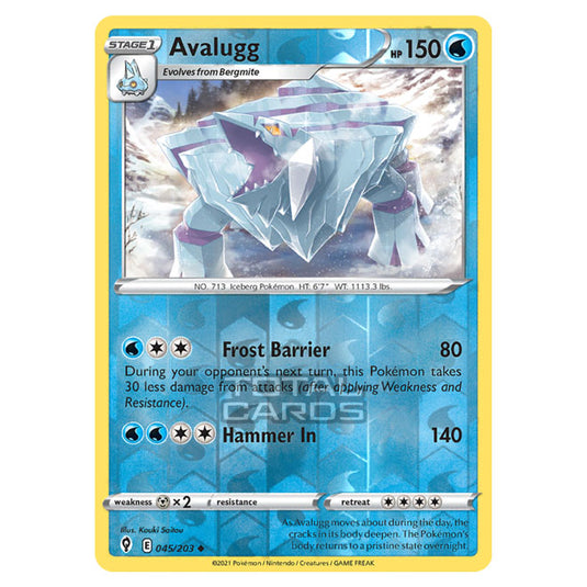 Pokemon - Sword & Shield - Evolving Skies - Avalugg - 045/203 - (Reverse Holo)