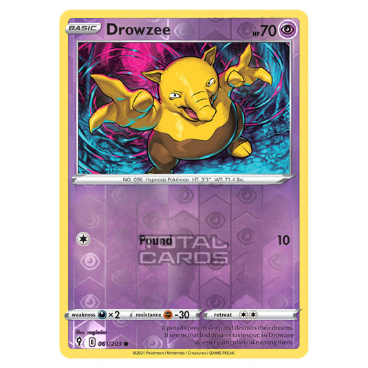 Pokemon - Sword & Shield - Evolving Skies - Drowzee - 061/203 - (Reverse Holo)