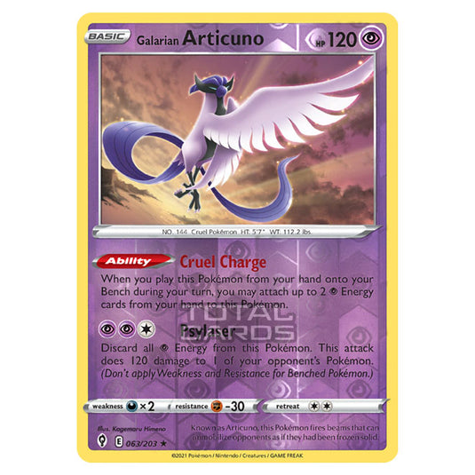 Pokemon - Sword & Shield - Evolving Skies - Galarian Articuno - 063/203 - (Reverse Holo)