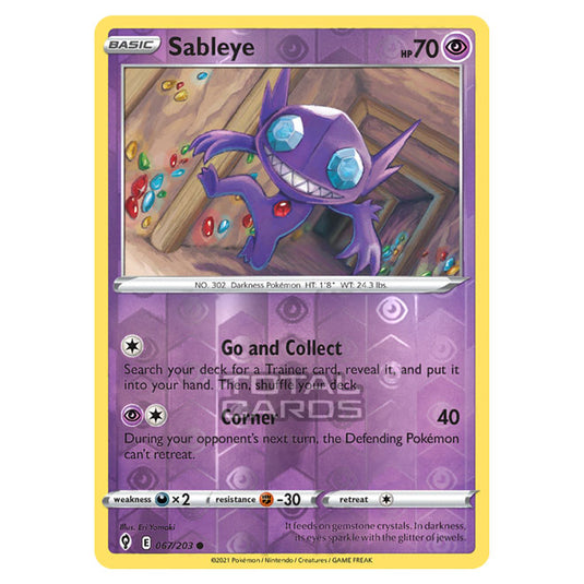 Pokemon - Sword & Shield - Evolving Skies - Sableye - 067/203 - (Reverse Holo)