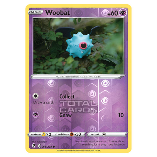 Pokemon - Sword & Shield - Evolving Skies - Woobat - 068/203 - (Reverse Holo)