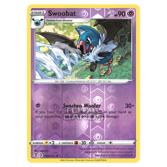 Pokemon - Sword & Shield - Evolving Skies - Swoobat - 069/203 - (Reverse Holo)