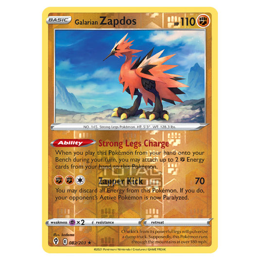 Pokemon - Sword & Shield - Evolving Skies - Galarian Zapdos - 082/203 - (Reverse Holo)