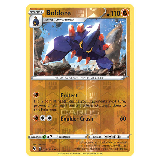 Pokemon - Sword & Shield - Evolving Skies - Boldore - 087/203 - (Reverse Holo)