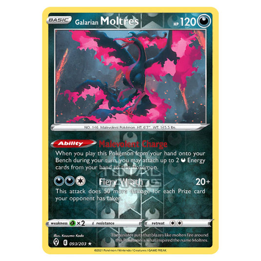 Pokemon - Sword & Shield - Evolving Skies - Galarian Moltres - 093/203 - (Reverse Holo)