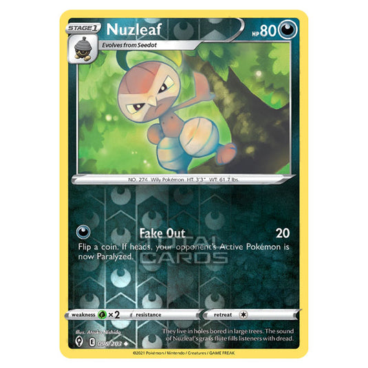 Pokemon - Sword & Shield - Evolving Skies - Nuzleaf - 096/203 - (Reverse Holo)