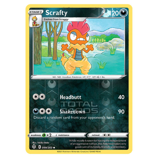 Pokemon - Sword & Shield - Evolving Skies - Scrafty - 099/203 - (Reverse Holo)