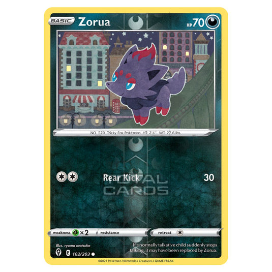 Pokemon - Sword & Shield - Evolving Skies - Zorua - 102/203 - (Reverse Holo)