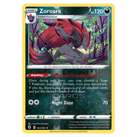 Pokemon - Sword & Shield - Evolving Skies - Zoroark - 103/203 - (Reverse Holo)