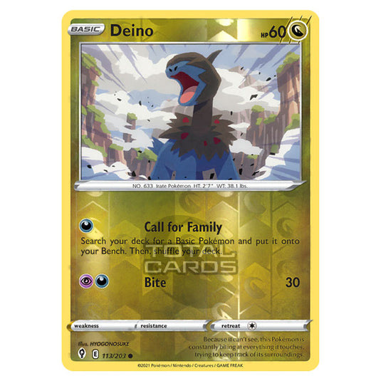 Pokemon - Sword & Shield - Evolving Skies - Deino - 113/203 - (Reverse Holo)