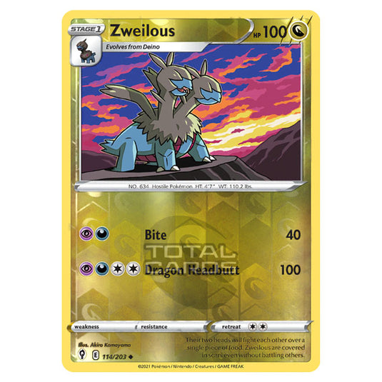 Pokemon - Sword & Shield - Evolving Skies - Zweilous - 114/203 - (Reverse Holo)