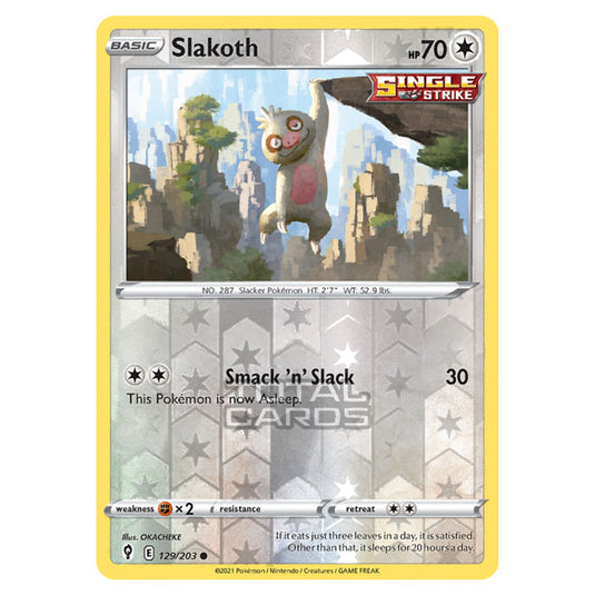 Pokemon - Sword & Shield - Evolving Skies - Slakoth - 129/203 - (Reverse Holo)