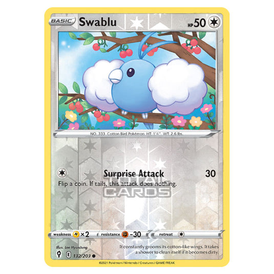 Pokemon - Sword & Shield - Evolving Skies - Swablu - 132/203 - (Reverse Holo)