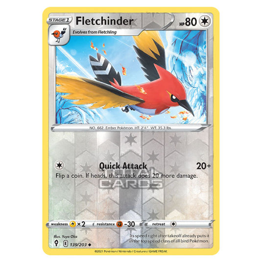 Pokemon - Sword & Shield - Evolving Skies - Fletchinder - 139/203 - (Reverse Holo)