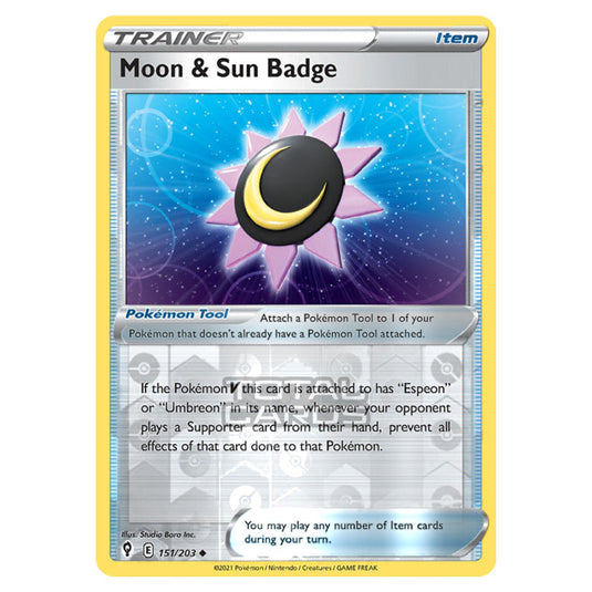 Pokemon - Sword & Shield - Evolving Skies - Moon & Sun Badge - 151/203 - (Reverse Holo)